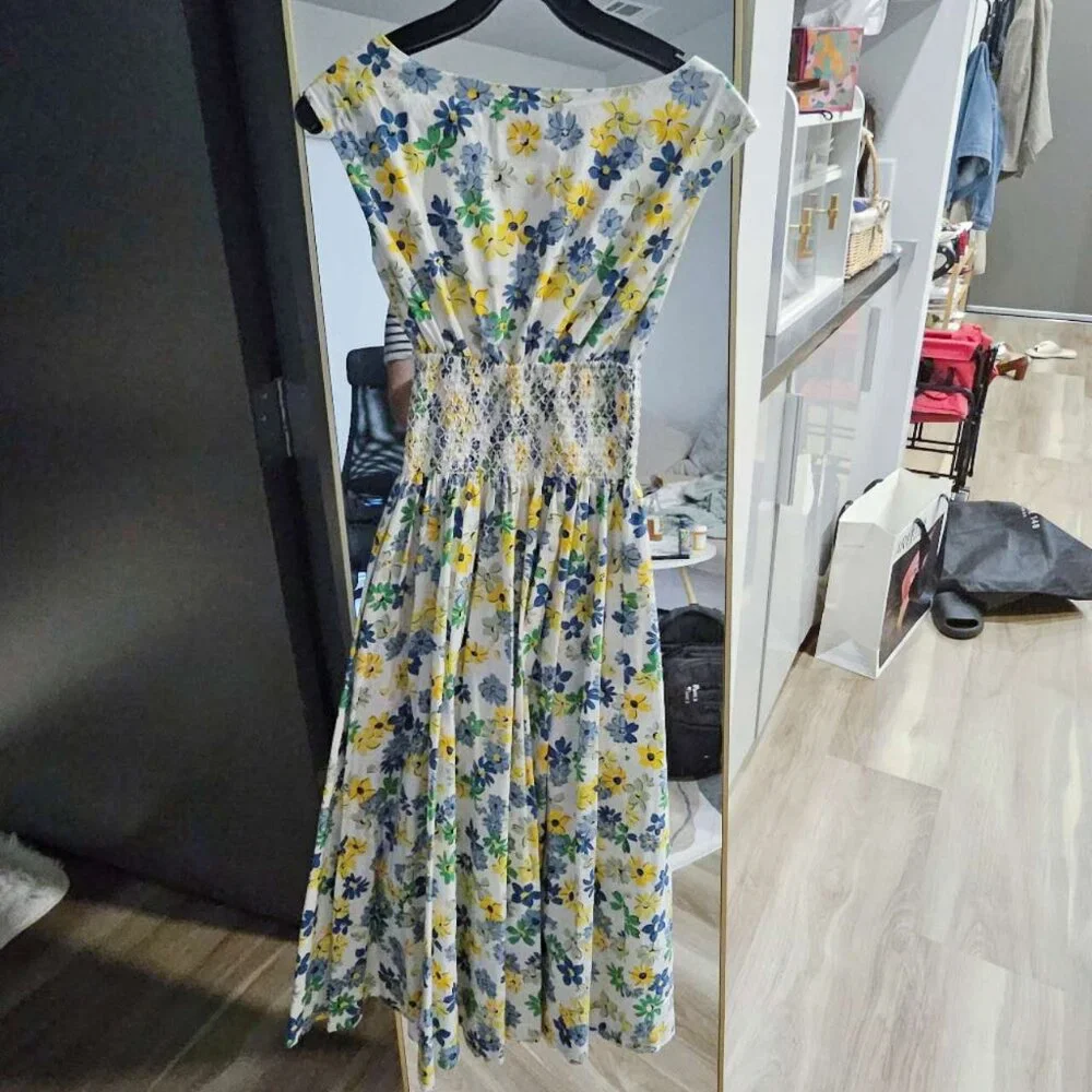 Kate Spade floral medley smocked waist dress